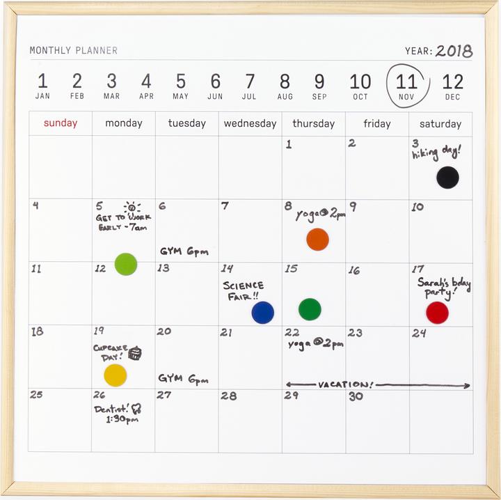 Image du produit Kikkerland Calendrier (Panneau combiné, 34 x 34 cm)