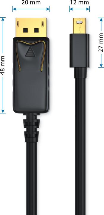 Actual product image CSL Mini DisplayPort to DisplayPort Cable - Audio Video Cable - FullHD - compatible Apple Lenovo Surface (1 m, DisplayPort)