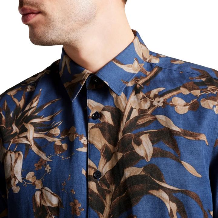 Actual product image Ted Baker Unisex Adult Belmar Linen Blend Short-Sleeved Shirt (S)