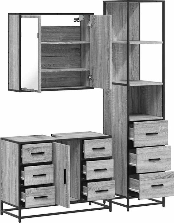 Image du produit VidaXL Ensemble de 3 meubles de salle de bains Gris Sonoma bois composite Ensemble de meubles de salle de