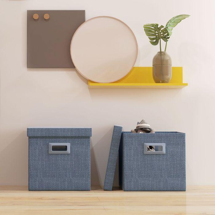 Immagine prodotto Swisshandel24 Aufbewahrungsbox 2er-Set Stapelbare Aufbewahrungswürfel für Wohnzimmer, Blau (30 x 30 x 29 cm, 26 l)