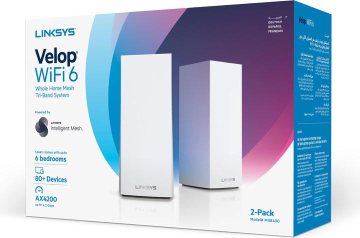 Actual product image Linksys Velop WiFi 6 AX4200 Mesh-WLAN Tri-Band-System pack of 2 (MX8400)