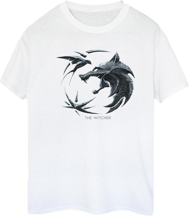 Actual product image Netflix Womens/Ladies The Witcher Wolf Logo Cotton Boyfriend T-Shirt (XL)