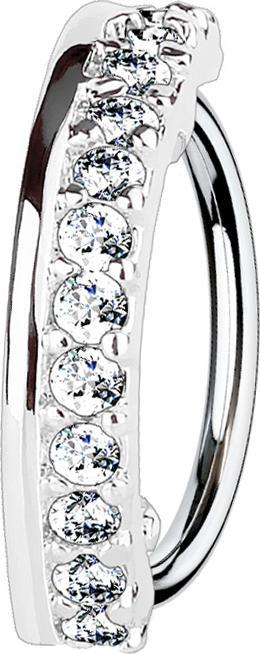 Produktbild Star Piercing Micro Piercing Ring silber halbkreis mit dreizehn Kristallen (Messing, Chirurgenstahl 316L)