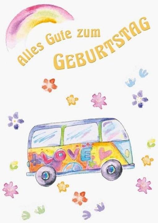 ABC Carte d'anniversaire Hippie Bus B6 (1 pcs)
