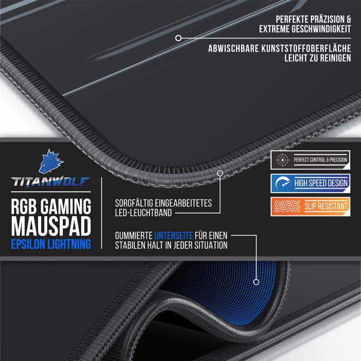 Actual product image Titanwolf RGB gaming mouse pad (XL)