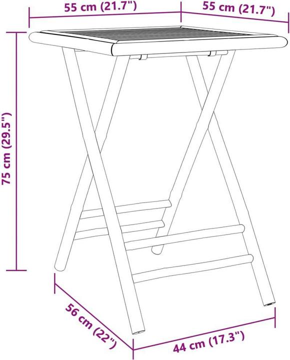 Immagine prodotto VidaXL Tavolo da giardino pieghevole (55 cm)