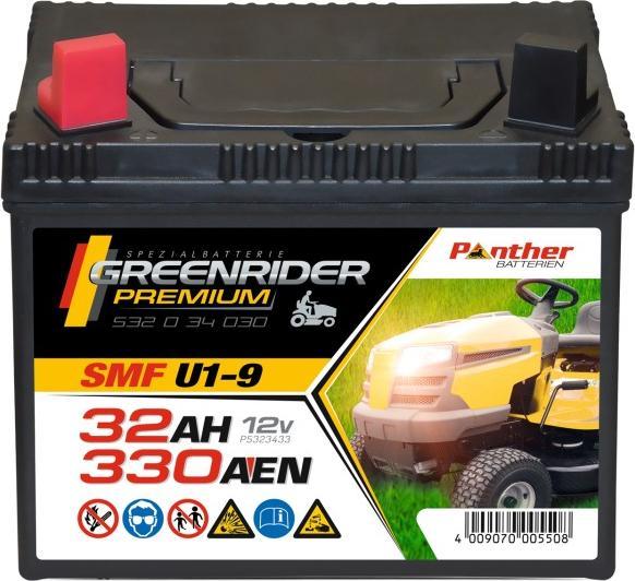Actual product image Panther Batterien Lawn tractor battery AGM 53034 12V 32Ah (12 V, 32 Ah)
