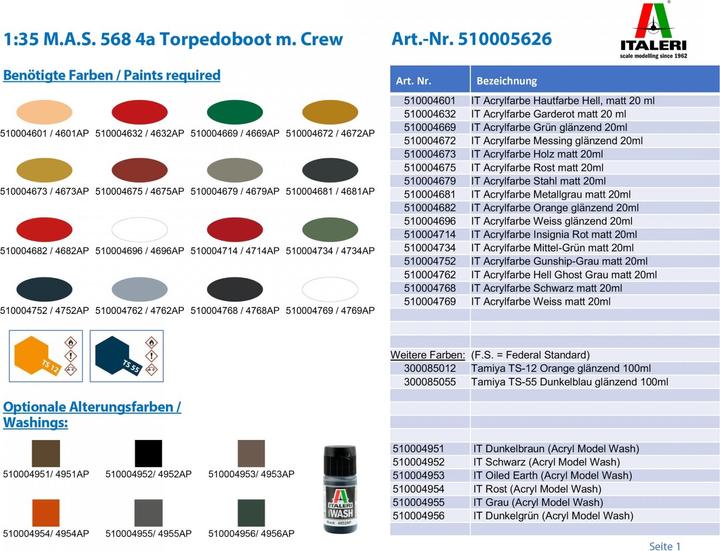 Produktbild 1:35 M.A.S. 568 4a Torpedoboot m. Crew