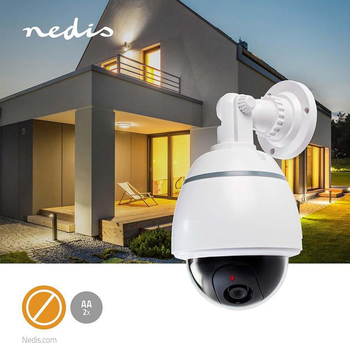 Produktbild Nedis Dummy-Überwachungskamera Dome IP44 Batteriebetrieben Innen- und Aussenbereich Weiss Weiss