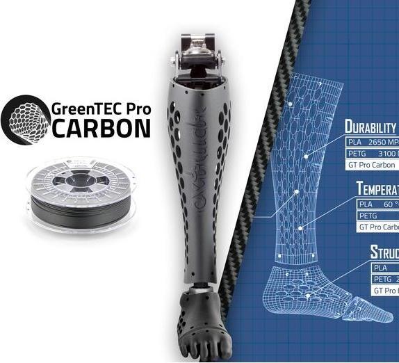 Image du produit Extrudr Greentec Pro Carbon - 1.75mm (Carbone, 1.75 mm, 800 g, Gris)