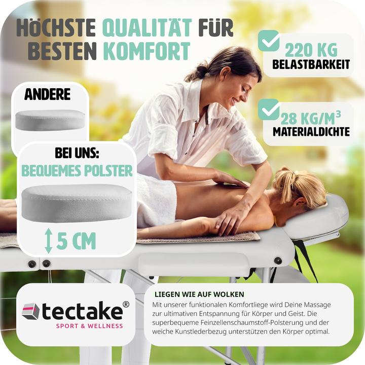 Immagine prodotto tectake Lettino per massaggi a 3 zone con schienale e bolster