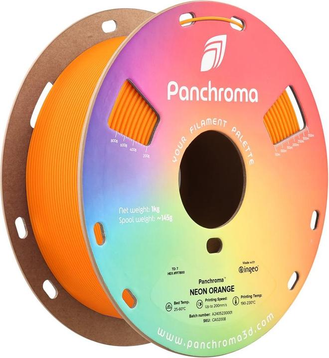 Actual product image Polymaker Panchroma™ PLA Neon (PLA, 1.75 mm, 1000 g, Orange)