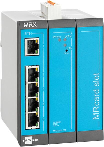 Produktbild Insys icom MRX3 LAN, modularer-LAN-LAN-Router, VPN 5xEthernet 10/100BT 2xdig.Ein MRcard-Slots:1xfrei