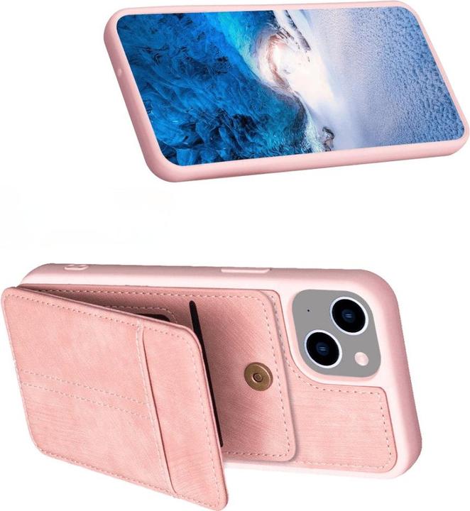 Actual product image Cover-Discount iPhone 15 Plus - Kickstand Case with card slots pink (Apple iPhone 15 Plus)