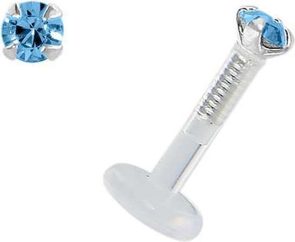 Image du produit Bijouteria Piercing pour lèvre/Tragus (Bioplastique, Argent 925, Cristal Premium)