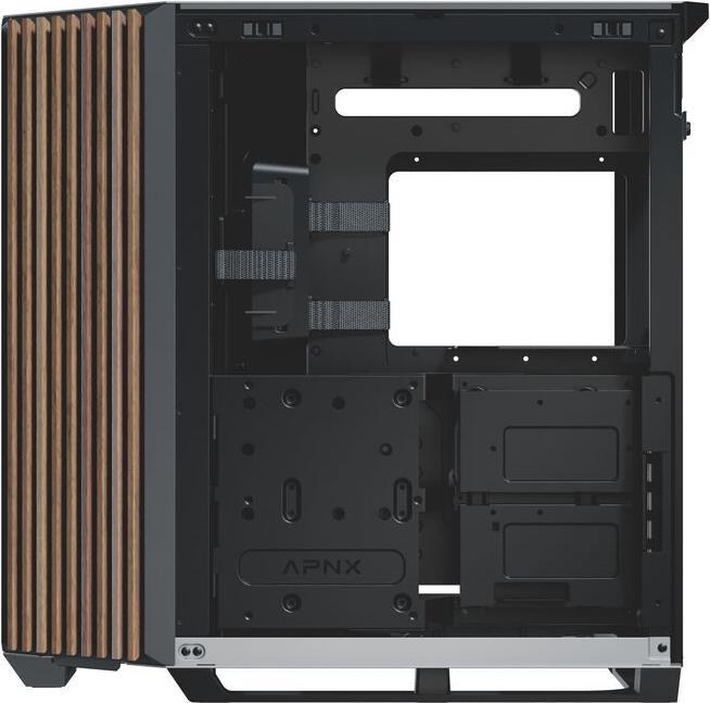 Actual product image APNX V1 PC case, midi tower, ATX, tempered glass - wood, black / white (ATX)