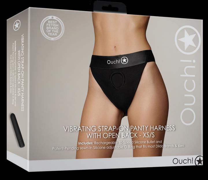 Ouch! Vibrating Strap-on Panty Harness - Open Back - XS/S