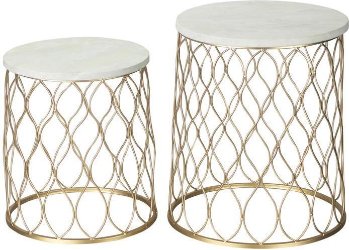 Produktbild Swisshandel24 2er-Set Gartentisch Beistelltische Couchtische Retro Drahtkorb Metallkorb Garten Satztisch Gartenmöb (41 x 46 cm)
