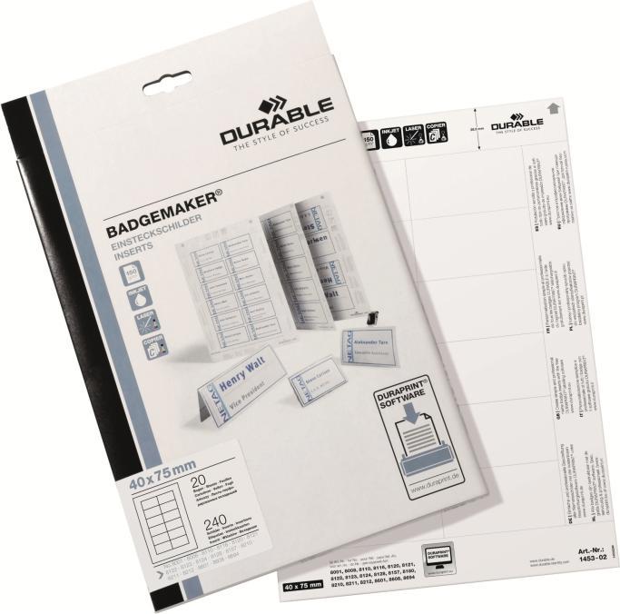 Actual product image Durable Badgemaker insert labels for name tags