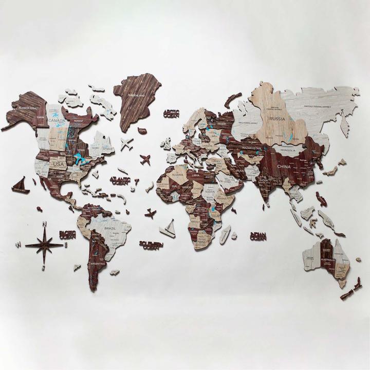 Immagine prodotto Enjoy The Wood Mappa del mondo in 3D (120 x 200 cm)