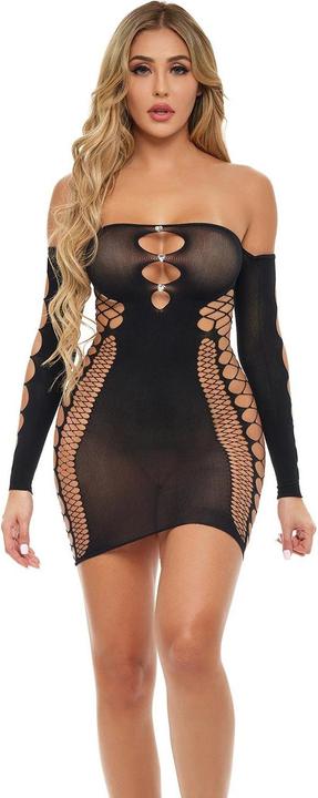 Actual product image Pink Lipstick Lingerie Diamond Drippin Dress One Size Black (One size)
