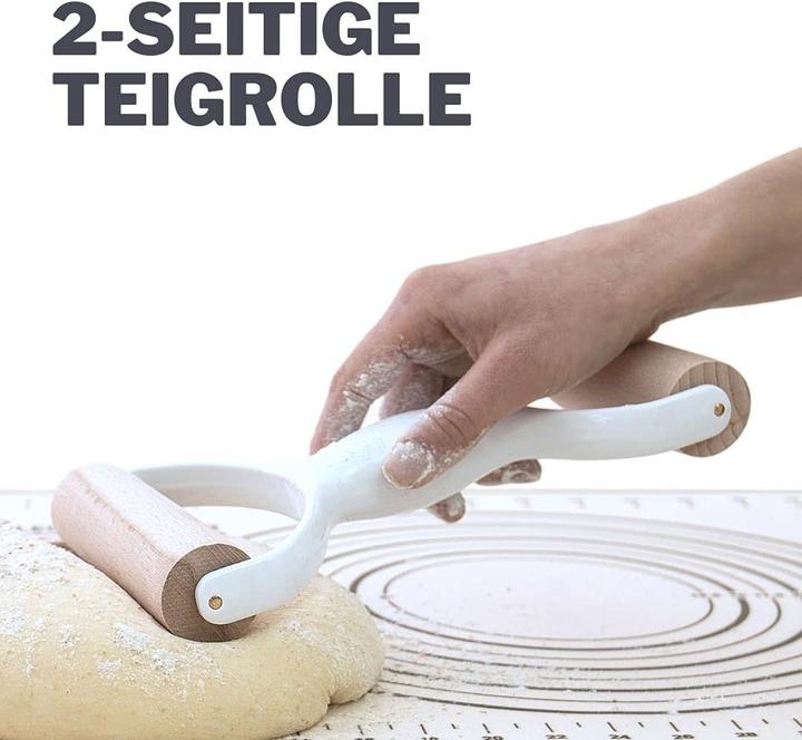 Produktbild Leckerhelfer Teigroller - Doppelroller - 2 Seitig, Teig-Rolle, Nudelholz ideal für Kuchen, Pizza, Nudeln