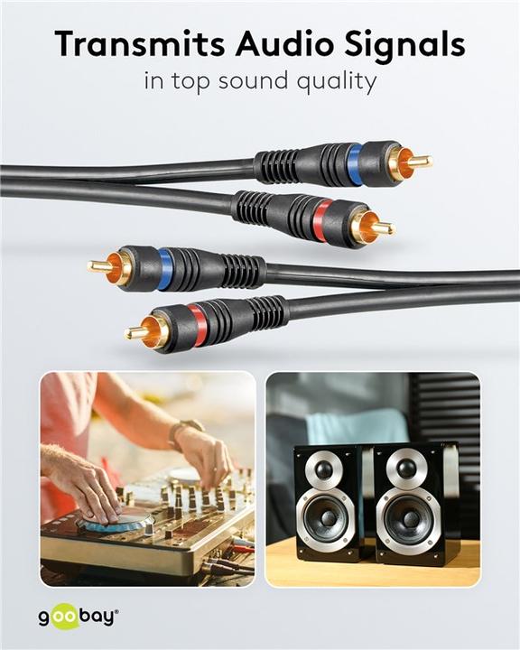Immagine prodotto Goobay Cavo di collegamento stereo 2x Cinch, doppia schermatura (0.20 m)