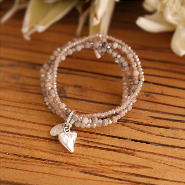Actual product image Andreani Bracelet with genuine red jasper and heart pendant (80 cm, Pink)