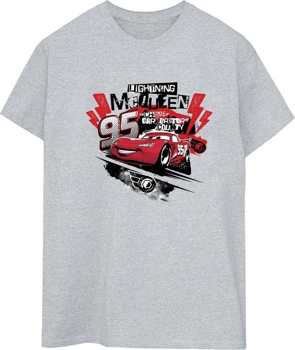 Actual product image Disney Womens/Ladies Cars Lightning McQueen Collage Cotton Boyfriend T-Shirt (S)