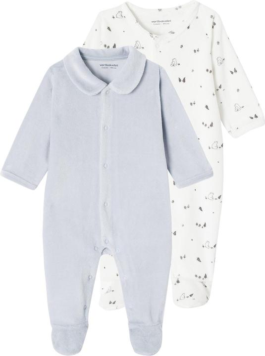 Vertbaudet 2er-Pack Baby Samtstrampler mit Bio-Baumwolle