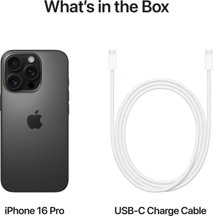 Actual product image Apple iPhone 16 Pro (256 GB, Black Titanium, 6.30", SIM + eSIM, 48 Mpx, 5G)