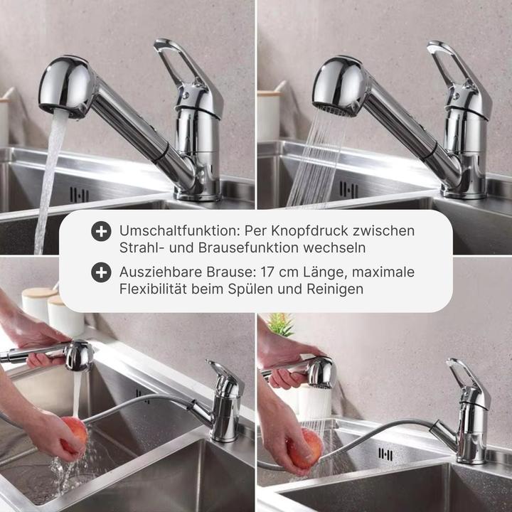 Produktbild Hermex Küchenarmatur Wasserhahn mit ausziehbarer Brause Mischbatterie