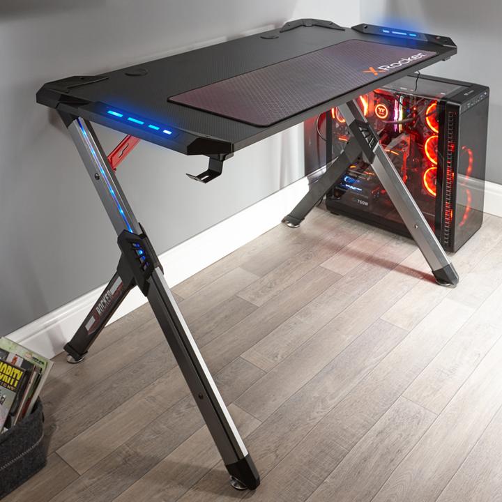 Produktbild X Rocker lynx ultimate gaming desk with vibrant rgb led side lighting