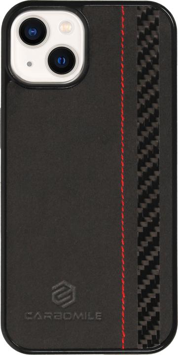 Produktbild Carbomile Hülle Alcantara und Carbon mit roten Nähten (MagSafe kompatibel) (Apple iPhone 14 Plus)