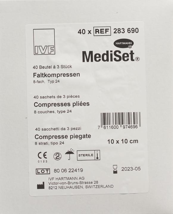 Produktbild Mediset Faltkompressen Typ 24 10x10cm 8 fach steril