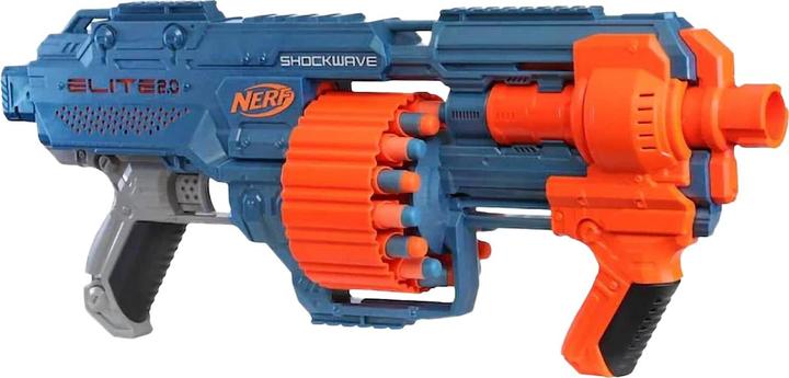Actual product image Nerf Elite 2.0 Shockwave RD-15 Blaster, 30 Darts, 15-dart rotating drum, rapid fire, with E
