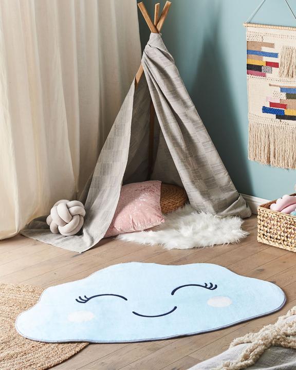 Produktbild Beliani Kinderteppich hellblau 90 x 120 cm Wolkenmotiv Kurzflor CUMULUS (90 x 120 cm)
