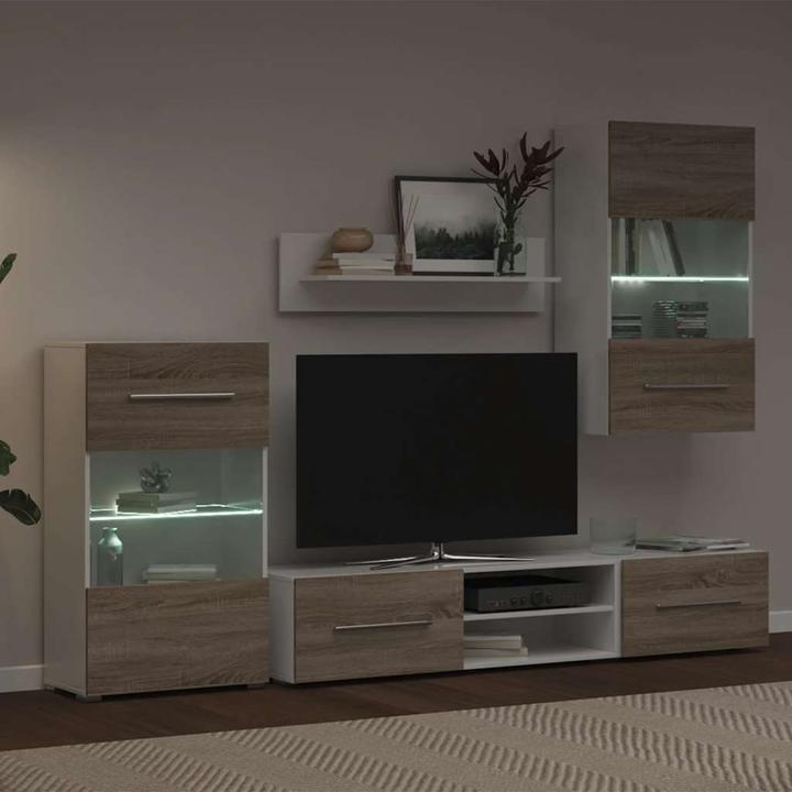 Actual product image VidaXL 5-tlg. Wohnwand mit LED-Beleuchtung Sonoma-Eiche Holzwerkstoff TV-Möbel
