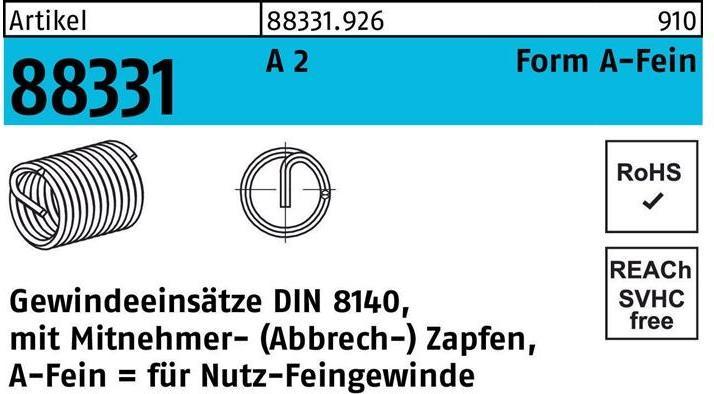 Actual product image Amecoil Thread insert R 88331 Form A-Fine M 14x1,25x12,4 A 2