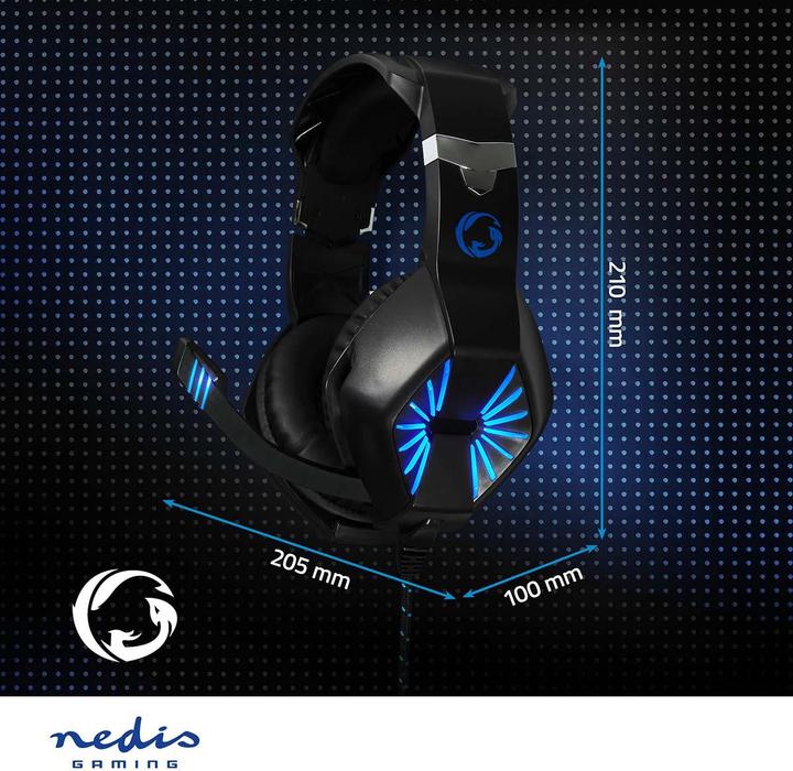 Produktbild Nedis Gaming Headset | Über Ohr | Stereo | USB Type-A / 2x 3.5 mm | Klappbarer Mikrofon | 2.20 m | L (Kabelgebunden)