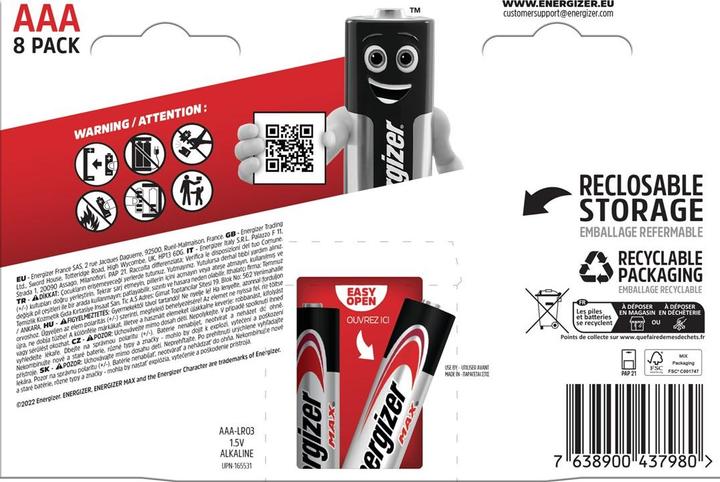 Actual product image Energizer Max Alkaline (8 pcs., AAA)