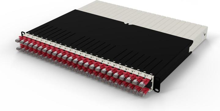 PATCHBOX one / 8RU / Cat 6A, STP, 0.8 m, red (STP, CAT6a, 0.80 m)