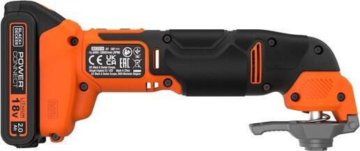 Produktbild Black & Decker 18 V Multifunktionswerkzeug, 1A Ladegerät, 1x 2,0 Ah Akku, 20-tlg Zubehör, Kitbox