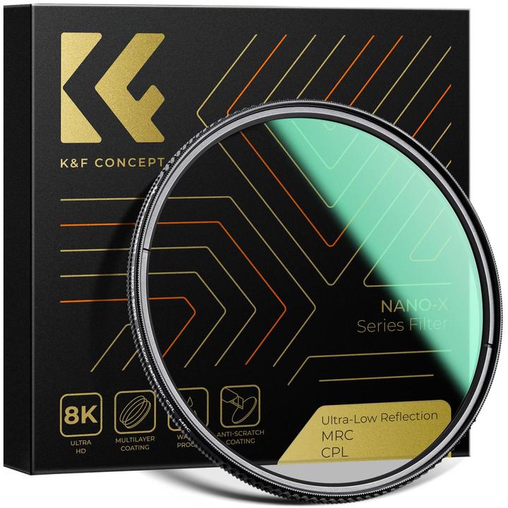 Produktbild K&F Concept 58MM Ultra Low Refl. CPL Filter Super Slim Green Coated, HD, Waterproof, AntiScratch (Nano-X Series)