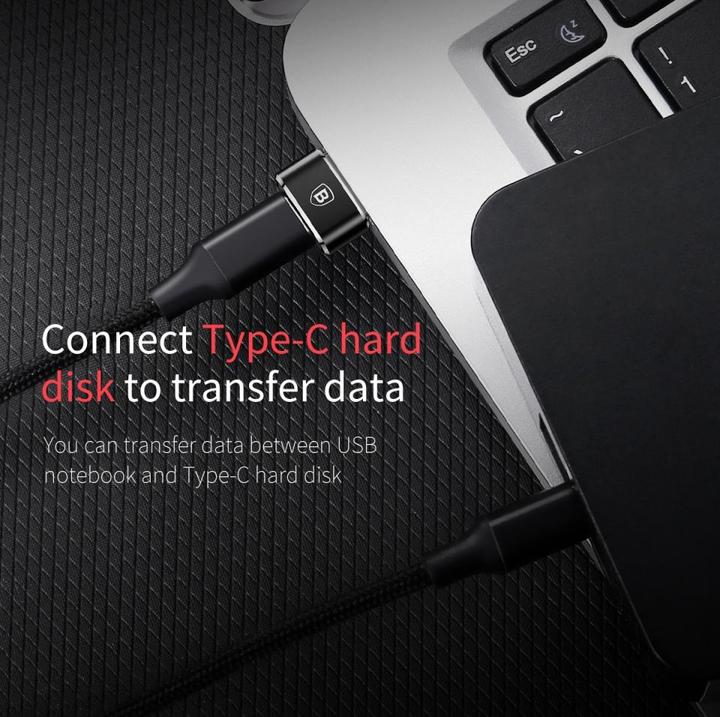 Actual product image Baseus USB Male To Type-C Female Adapter Converter Black (USB-C, 1.70 cm)