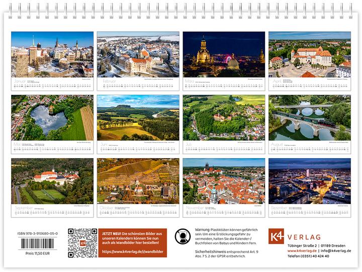 Produktbild Kalender Sachsen von oben kompakt 2026 (21 x 15 cm, Kein Einband, Deutsch)