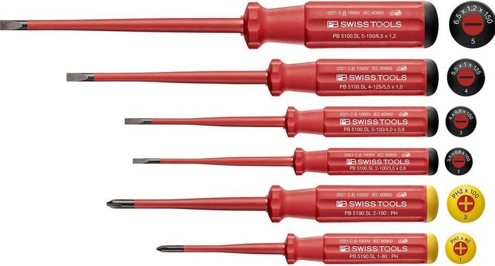 PB Swiss Tools Jeux de tournevis (Vis fendues, Recouvrement cruciforme Phillipps (PH))