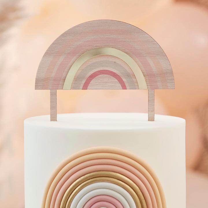 Image du produit Ginger Ray Cake Topper Arc-en-ciel Happy Everything en bois