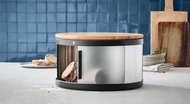 Image du produit WMF Gourmet Boîte à pain ronde / Boîte à pain avec planche à découper 32 x 13cm Bambou Cromargan Acier
